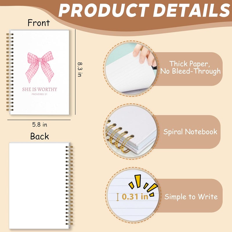 KIDEAR Christian Journal for Women, Prayer Notebook for Bible Study Notes,Cute Pink Bow Faith Journal,Coquette Preppy Christian Gifts for Teen Girls,Church Note Bible Study Supplies - A04 - Image 2